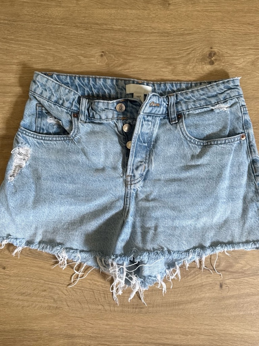H&M Light Blue Distressed Denim Jean Shorts
